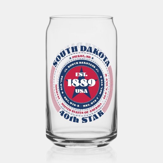 Patriotic South Dakota Typografie Trinkbehälter Se Dosenglas (Vorderseite)