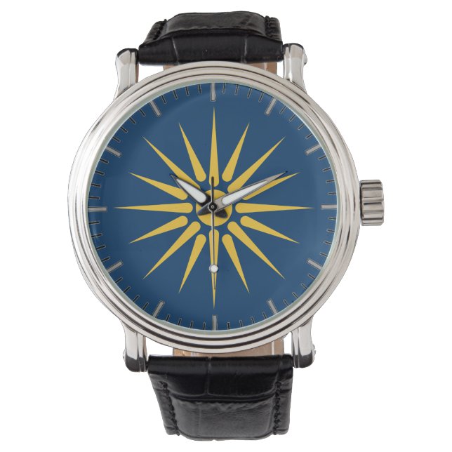 Patriotic, special watch with Flag of Macedonia Armbanduhr (Vorderseite)