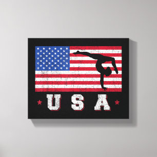 Patriotic Sports Gift American USA Flag Girls Gymn Leinwanddruck