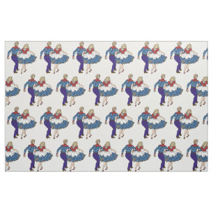 Patriotic Square Dancers USA Red White & Blue Stoff