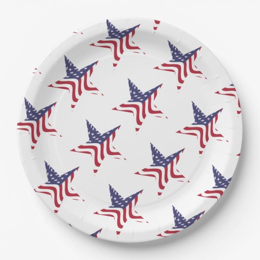 Patriotic Star American Flag Patriotic Paper Plate Pappteller (Vorderseite)
