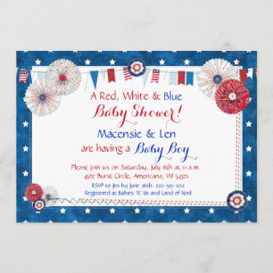 Patriotic Star Baby Shower Einladungen - Land