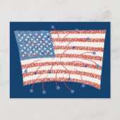 Patriotic Star Fireworks on Pointillism U S Flag Postkarte (Vorderseite)