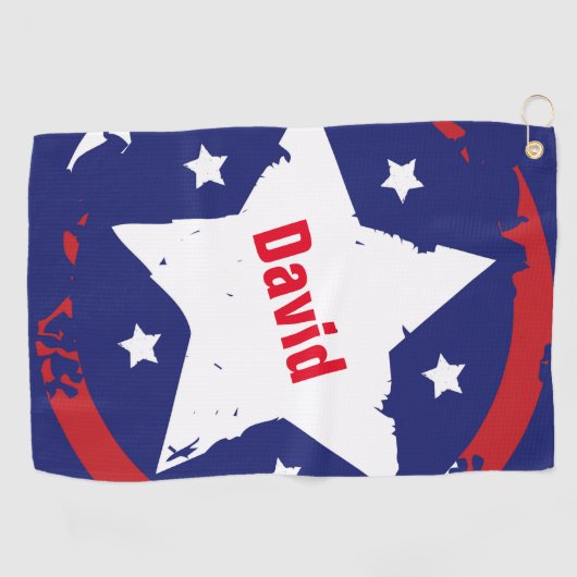 Patriotic Star Golf Towel Golfhandtuch (Horizontal)