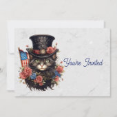 Patriotic Star Spangled Cat Birthday Einladung (Vorderseite)