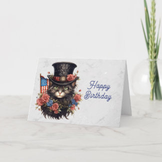Patriotic Star Spangled Cat Birthday Karte