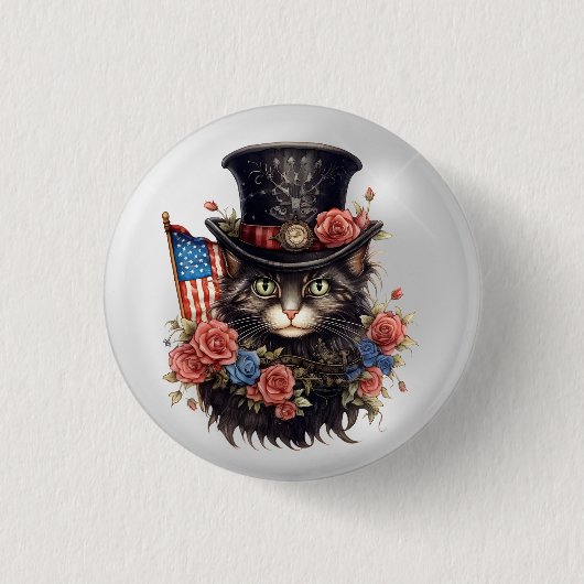 Patriotic Star Spangled Cat Button (Vorderseite)