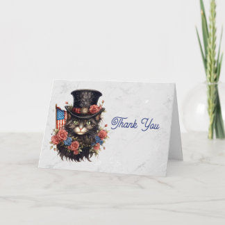 Patriotic Star Spangled Cat Dankeskarte