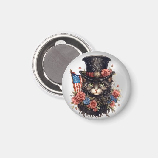 Patriotic Star Spangled Cat Magnet (Vorderseite/Rückseite)