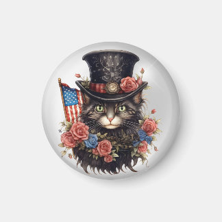 Patriotic Star Spangled Cat Magnet