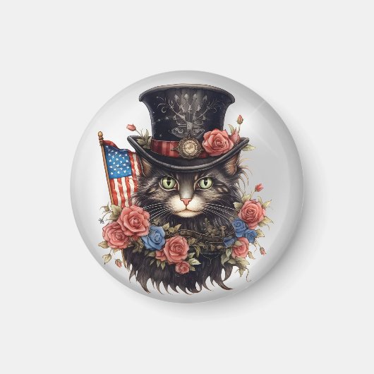 Patriotic Star Spangled Cat Magnet (Vorne)