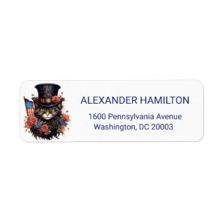 Patriotic Star Spangled Cat Return Address