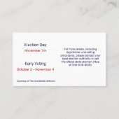 Patriotic Star Spangled Cat Vote Visitenkarte (Rückseite)