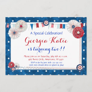 Patriotic Star zum Geburtstag Einladungen - Land