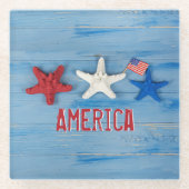 Patriotic Starfish Glasuntersetzer (Vorderseite)