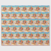 Patriotic Starfish in Beach Sand Geschenkpapier (Flach)