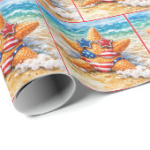 Patriotic Starfish in Beach Sand Geschenkpapier (Rolleneckpunkt)