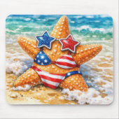 Patriotic Starfish in Beach Sand Mousepad (Vorne)