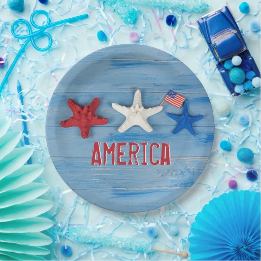 Patriotic Starfish Pappteller (Party)