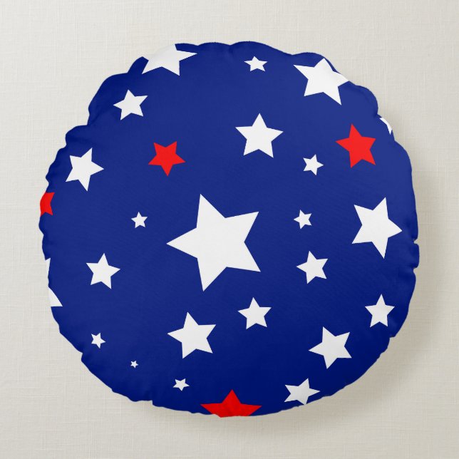 Patriotic Starry Rundes Kissen (Vorderseite)