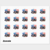 Patriotic Stars and Stripes Tractor Runder Aufkleber (Blatt)