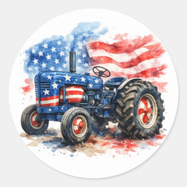 Patriotic Stars and Stripes Tractor Runder Aufkleber