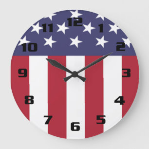 Patriotic Stars and Stripes USA flag Große Wanduhr