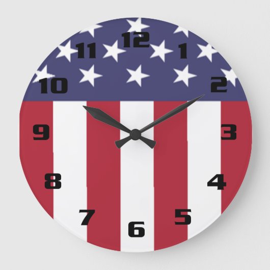 Patriotic Stars and Stripes USA flag Große Wanduhr (Vorderseite)
