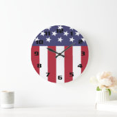 Patriotic Stars and Stripes USA flag Große Wanduhr (Zuhause)