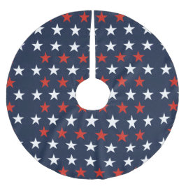Patriotic Stars Design Tree Skirt Polyester Weihnachtsbaumdecke