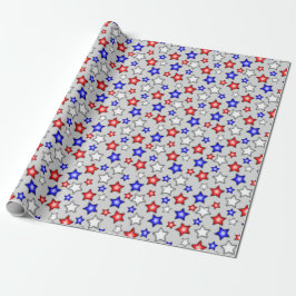 Patriotic Stars - Light Grey Wrapping Paper Geschenkpapier