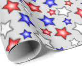 Patriotic Stars - Light Grey Wrapping Paper Geschenkpapier (Rolleneckpunkt)