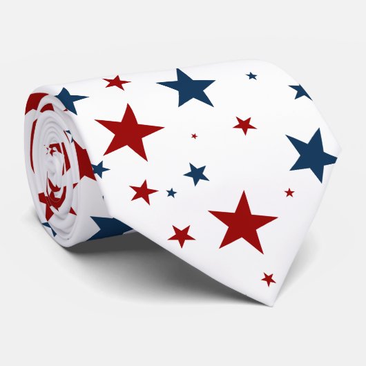 Patriotic Stars Red White Blue Pattern Krawatte (Gerollt)