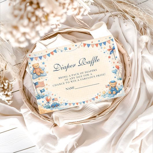 Patriotic Stars & Stripes Diapper Raffle Begleitkarte