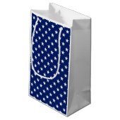 Patriotic Stars USA Preppy Blue White Fun Kleine Geschenktüte (Rückseite Schrägansicht)
