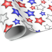 Patriotic Stars - White Wrapping Paper Geschenkpapier (Rolleneckpunkt)