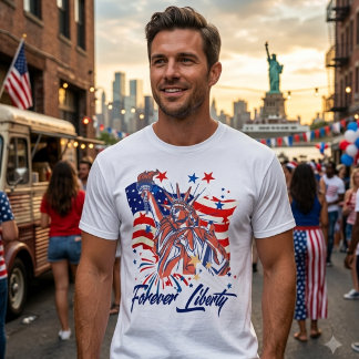 Patriotic Statue of Liberty American Flag "Forever T-Shirt