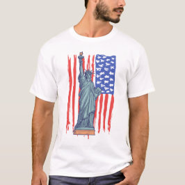 Patriotic Statue of Liberty American Flag NYC Desi T-Shirt