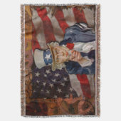 Patriotic Steampunk Sam & US Flag Decke (Vorderseite Vertikal)
