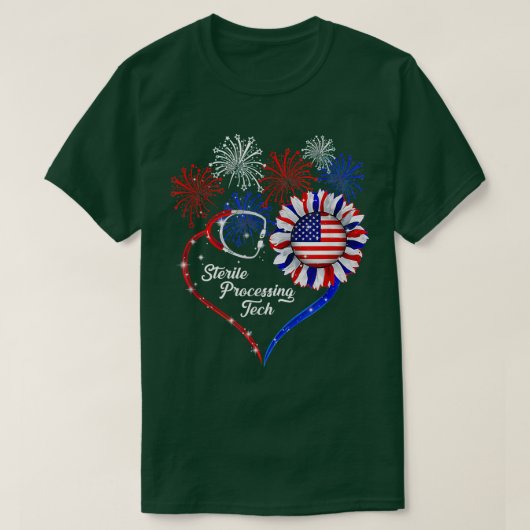 Patriotic Sterile Processing Tech 4. Juli Amer T-Shirt (Design vorne)