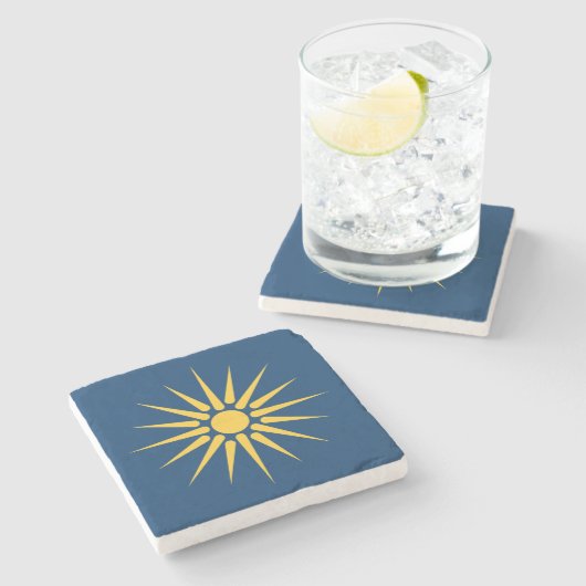 Patriotic stone coaster with Flag of Macedonia Steinuntersetzer (Seitenansicht)