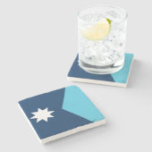 Patriotic stone coaster with Flag of Minnesota, US Steinuntersetzer (Seitenansicht)