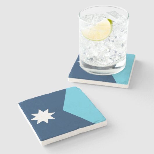 Patriotic stone coaster with Flag of Minnesota, US Steinuntersetzer (Seitenansicht)