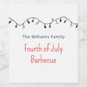 Patriotic String Lights Amerikanische Unabhängigke Weinetikett (Einzelnes Label)