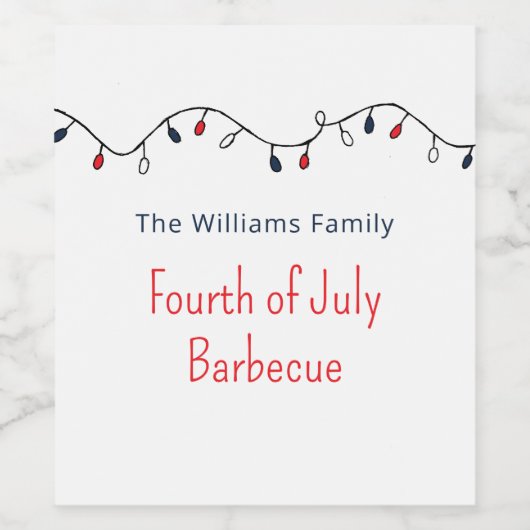 Patriotic String Lights Amerikanische Unabhängigke Weinetikett (Einzelnes Label)