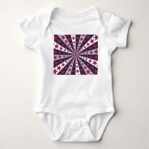 Patriotic Sunburst: American Flag Artwork Baby Strampler