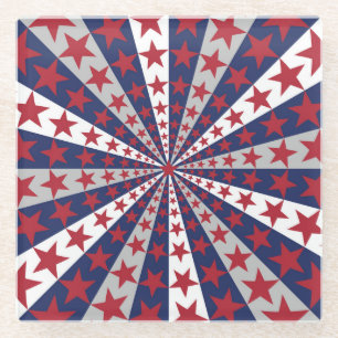 Patriotic Sunburst: American Flag Artwork Glasuntersetzer