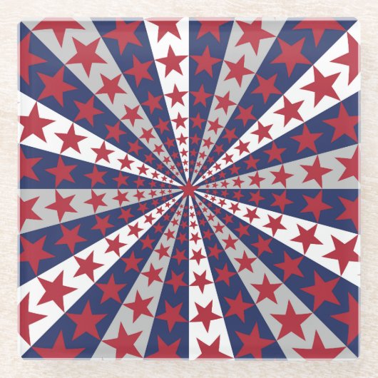 Patriotic Sunburst: American Flag Artwork Glasuntersetzer (Vorderseite)