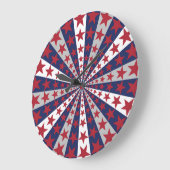Patriotic Sunburst: American Flag Artwork Große Wanduhr (Winkel)