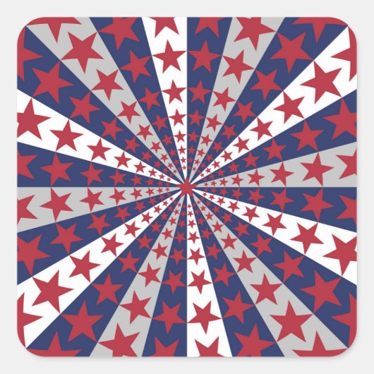 Patriotic Sunburst: American Flag Artwork Quadratischer Aufkleber (Vorderseite)